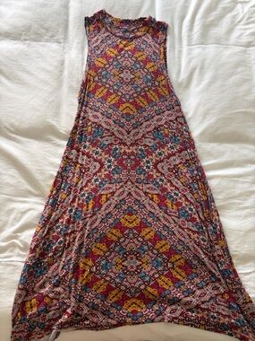 Anthropologie Sleeveless  Dress in Burgundy, Mustard and Teal